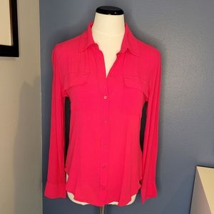 Bebe Hot Pink Button Down Blouse